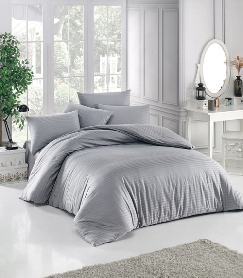 POSTELJNINA SATEN SIVA 140X200