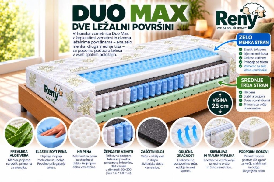 ŽEPKASTO LEŽIŠČE DUO MAX