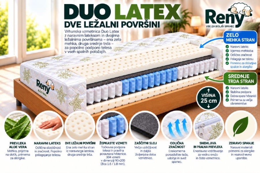 ŽEPKASTO LEŽIŠČE DUO LATEX